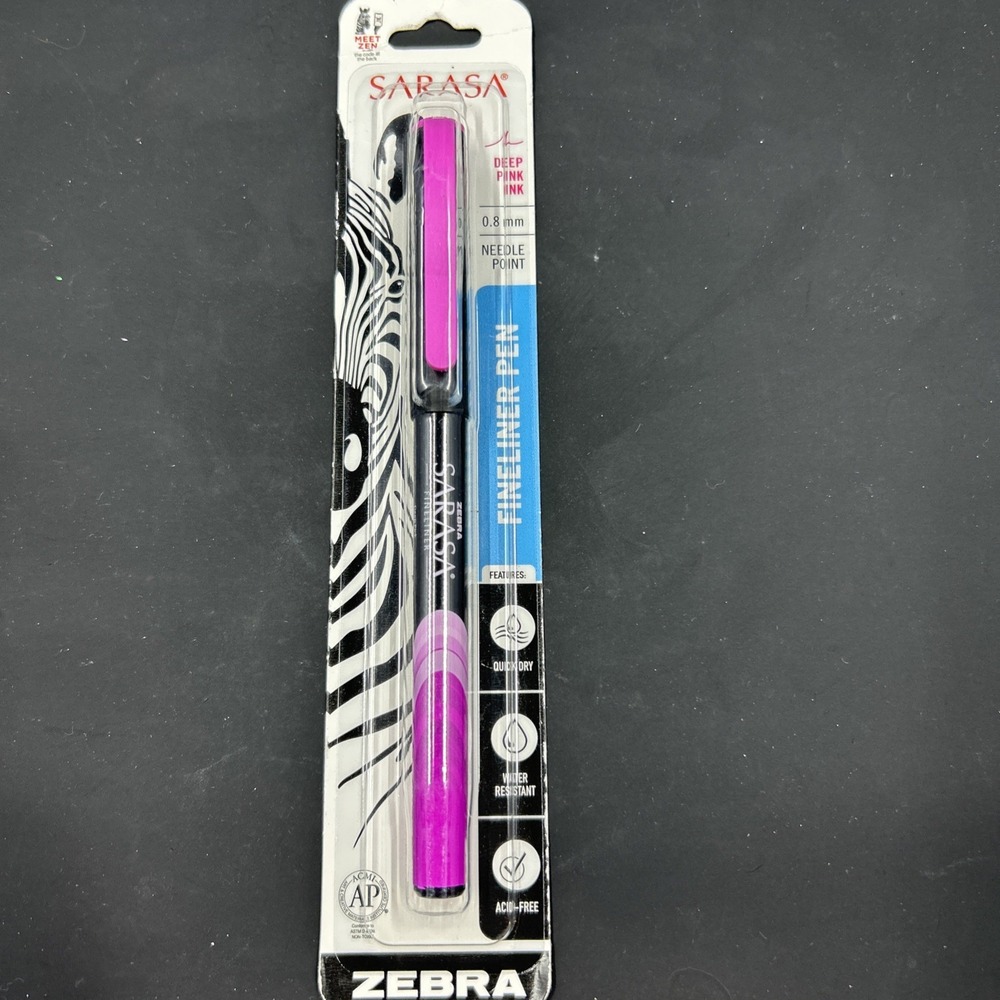 Zebra Sarasa‎ 0.8mm Needle Point Fineliner Pen Deep Pink Ink NEW